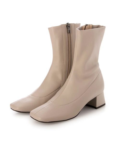 MODE ET JACOMO / モードエジャコモ ブーツ（ショート丈） | スクエアトゥストレッチショートブーツ（ベージュ）
