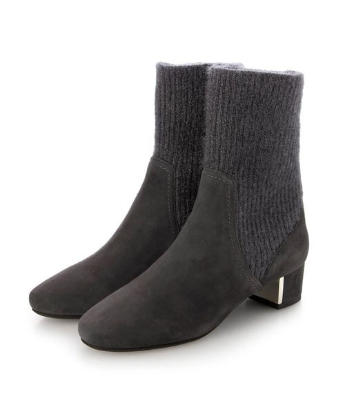 MODE ET JACOMO / モードエジャコモ ブーツ（ショート丈） | リブニットソックスショートブーツ（グレースエード）