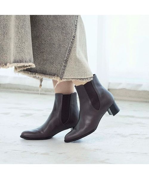 MODE ET JACOMO / モードエジャコモ ブーツ（ショート丈） | サイドゴアレザーショートブーツ（ダークブラウン）