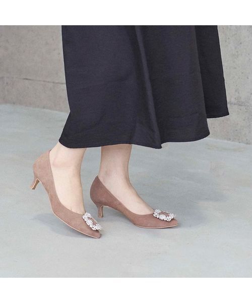 MODE ET JACOMO / モードエジャコモ パンプス | ビジューバックルパンプス(ピンクスエード)