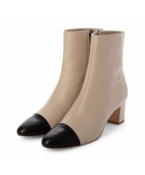 MODE ET JACOMO / モードエジャコモ ブーツ（ショート丈） | コンビデザインショートブーツ（アイボリーコンビ）