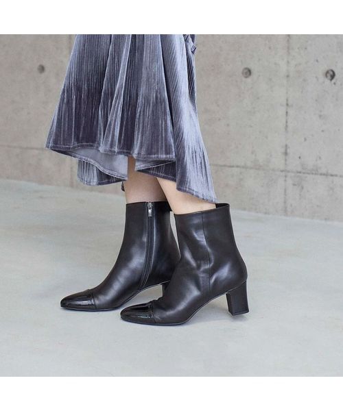 MODE ET JACOMO / モードエジャコモ ブーツ（ショート丈） | コンビデザインショートブーツ（ブラックコンビ）