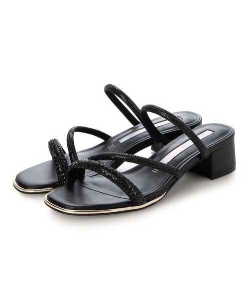 MODE ET JACOMO / モードエジャコモ サンダル | ラインストーンストラップミュールサンダル（ブラック）