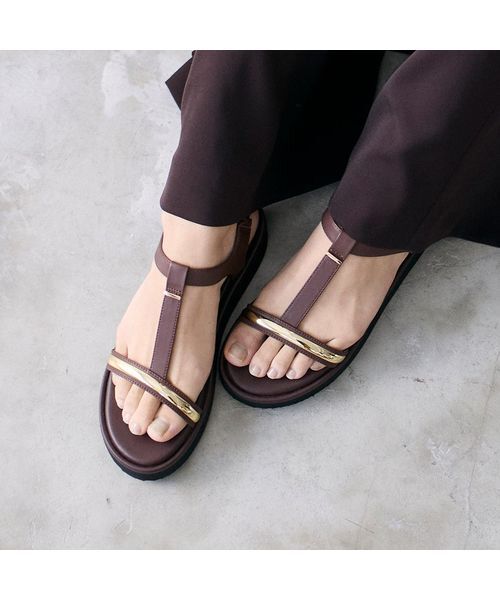 MODE ET JACOMO / モードエジャコモ サンダル | 柔らか厚底ストラップサンダル（ダークブラウン）