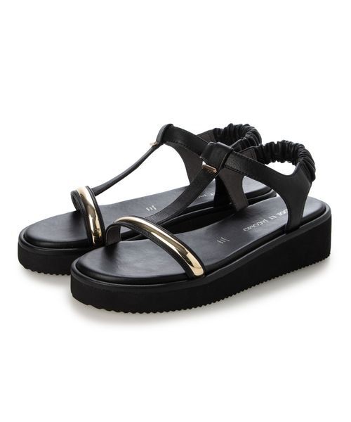 MODE ET JACOMO / モードエジャコモ サンダル | 柔らか厚底ストラップサンダル（ブラック）