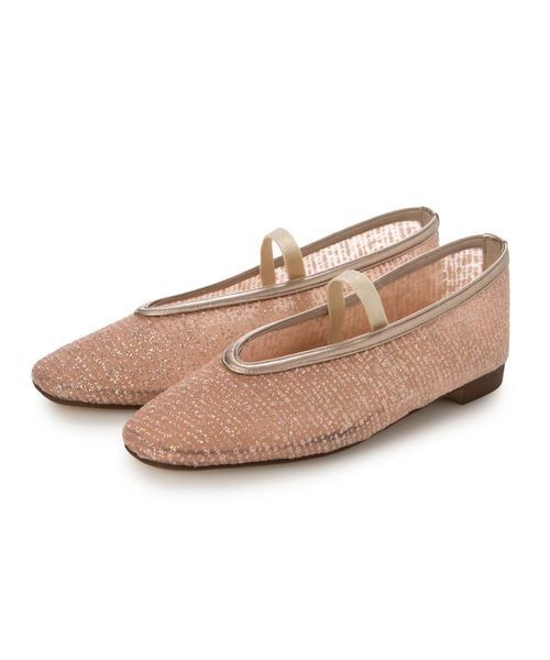 MODE ET JACOMO / モードエジャコモ レインシューズ | ストラップチュールフラットパンプス（ピンクメタリック）