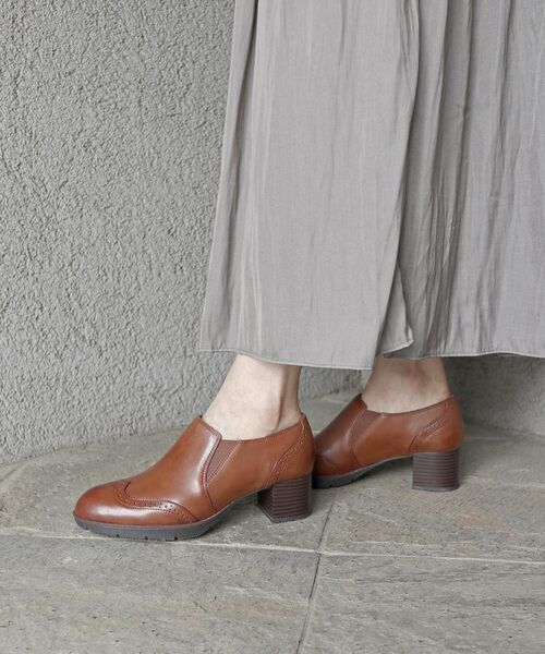 MODE KAORI/モードカオリ 【本革】 ウィングチップサイドゴアブーティ 21514 モカブラウン 24cm