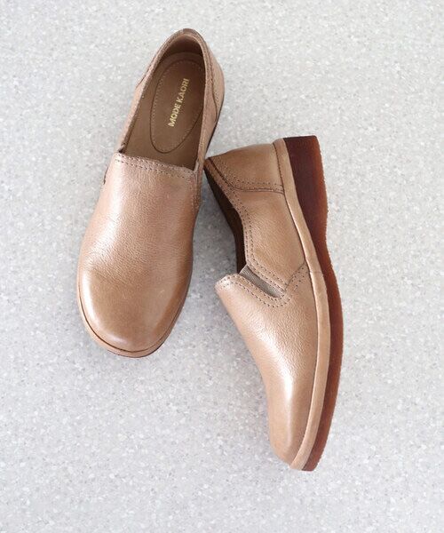 MODE KAORI / モードカオリ フラットシューズ | 【本革】 レザースリッポンシューズ 6703（オーク）