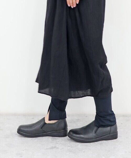 MODE KAORI / モードカオリ フラットシューズ | 【本革】 レザースリッポンシューズ 6703（ブラック）