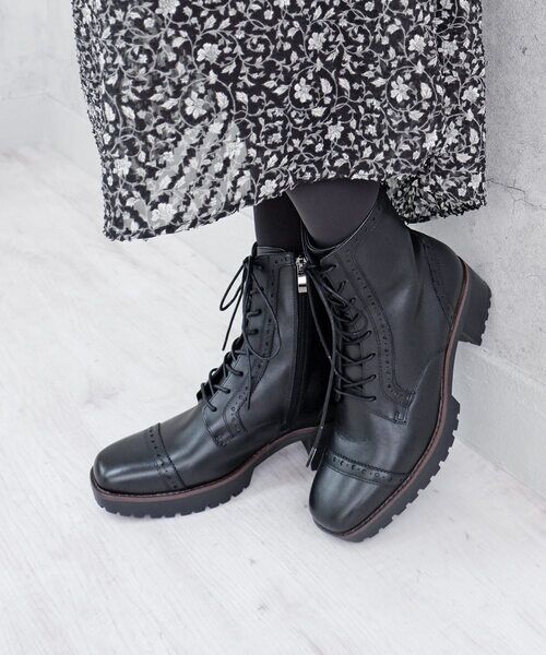 MODE KAORI/モードカオリ 【本革】 【撥水 防滑 断熱】トラックソールレースアップブーツ 21459 ブラック 25cm MODE KAORI/モードカオリ 【本革】 【撥水 防滑 断熱】トラックソールレースアップブーツ 21459 ブラック 25cm