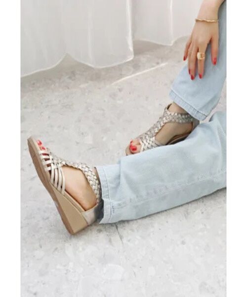 MODE KAORI / モードカオリ サンダル |  メッシュウェッジサンダル 21473（プラチナ）