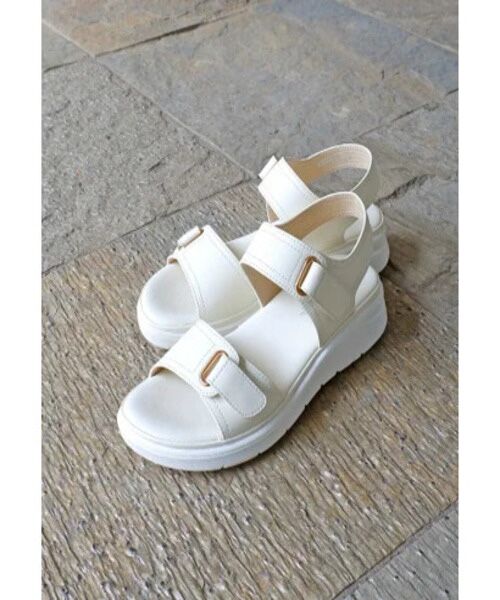 MODE KAORI / モードカオリ サンダル | ダブルベルクロスポーツサンダル 21527(アイボリー)