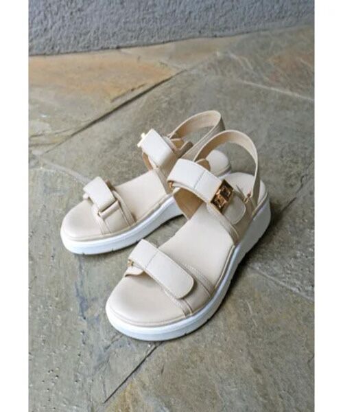 MODE KAORI / モードカオリ サンダル | ダブルベルクロスポーツサンダル 21529（アイボリー/C）