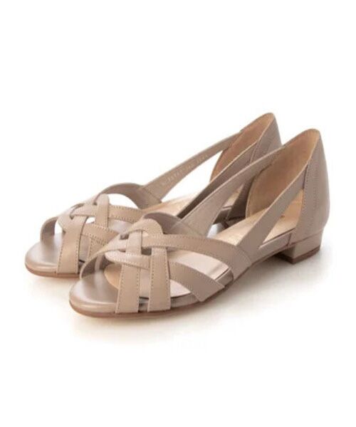 MODE KAORI / モードカオリ サンダル | 【本革】 メッシュフラットシューズ 35747（グレージュ）