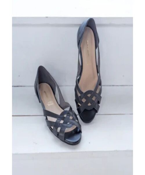 MODE KAORI / モードカオリ サンダル | 【本革】 メッシュフラットシューズ 35747（ブラック）