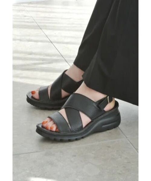 MODE KAORI / モードカオリ サンダル | 【本革】 撥水クロスバンドサンダル 6137（ブラック）