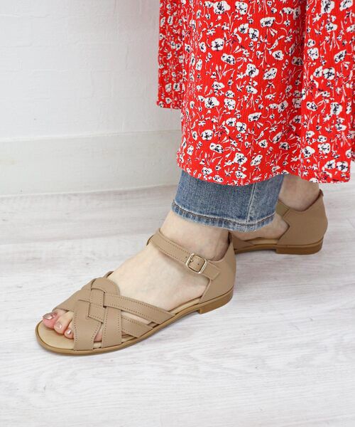 MODE KAORI / モードカオリ サンダル | 【本革】 メッシュセパレートサンダル 7127(ライトブラウン)