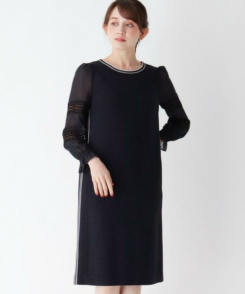 ツイード袖切り替えクルーネックワンピース ミニ丈 ひざ丈ワンピース Modify モディファイ ファッション通販 タカシマヤファッションスクエア