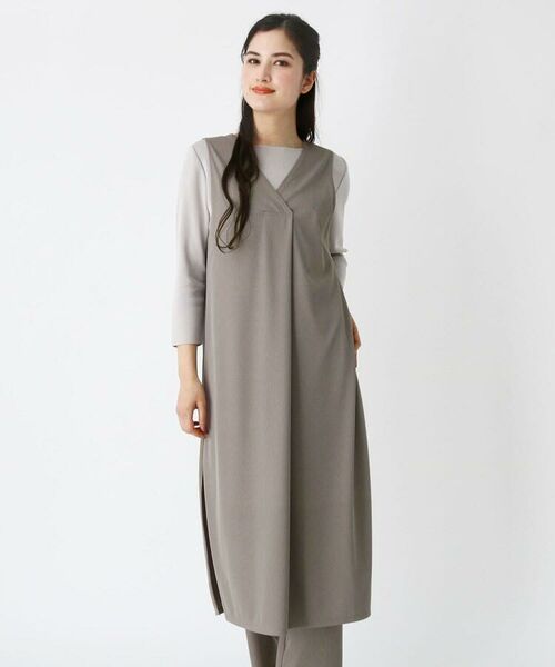 セール 変形vネックミディアム丈リブワンピース ミニ丈 ひざ丈ワンピース Modify モディファイ ファッション通販 タカシマヤファッションスクエア