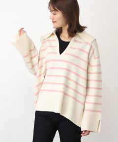 Lambs Woolボーダープルオーバーニット