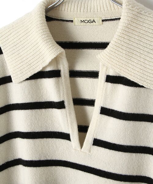 MOGA / モガ ニット・セーター | Lambs Woolボーダープルオーバーニット | 詳細1