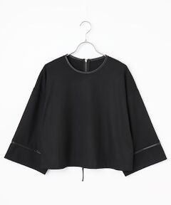 feerique 　フェイクレザーパイピングショートプルオーバー