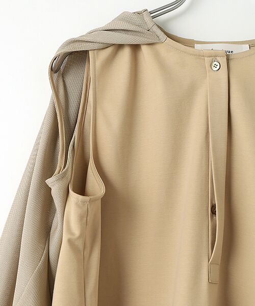 セール】 feerique メッシュ×ジャージドッキングブラウス