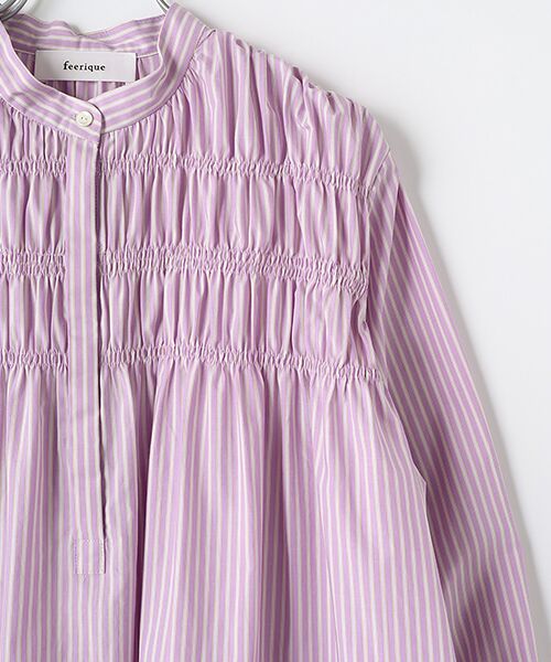 MOGA / モガ シャツ・ブラウス | feerique タイプライターストライプシャーリングブラウス | 詳細3