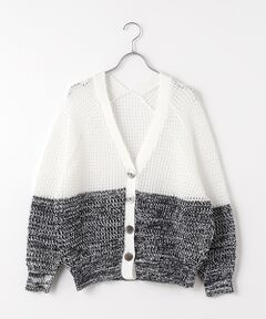 MOGA / モガ ニット・セーター | テープヤーン×スラリット糸バイカラーカーディガン