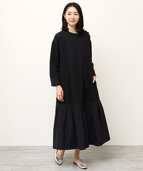 MOGA / モガ ロング・マキシ丈ワンピース | シルケットバイオポンチフレアーワンピース（ブラック）