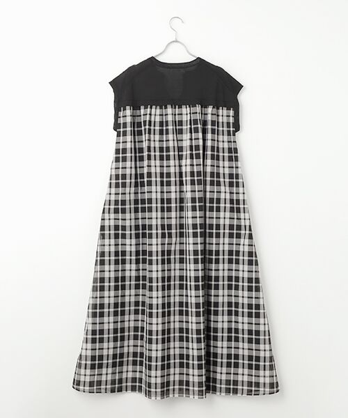 MOGA / モガ ロング・マキシ丈ワンピース | feerique ニット×シアーチェックドッキングワンピース | 詳細1