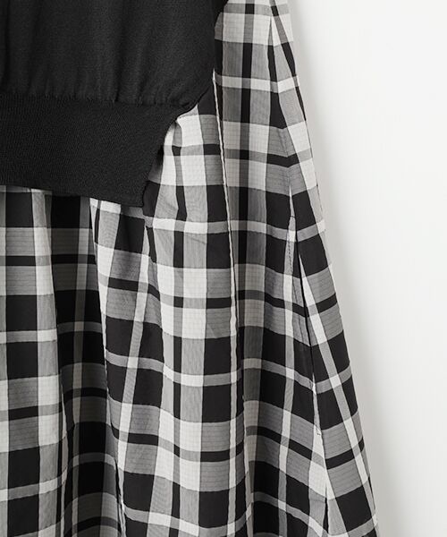 MOGA / モガ ロング・マキシ丈ワンピース | feerique ニット×シアーチェックドッキングワンピース | 詳細3