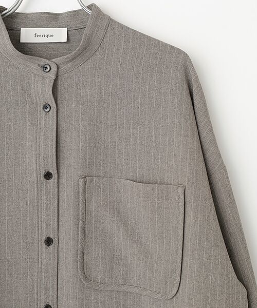 MOGA / モガ シャツ・ブラウス | feerique ウールライクストライプオーバーサイズシャツ | 詳細2