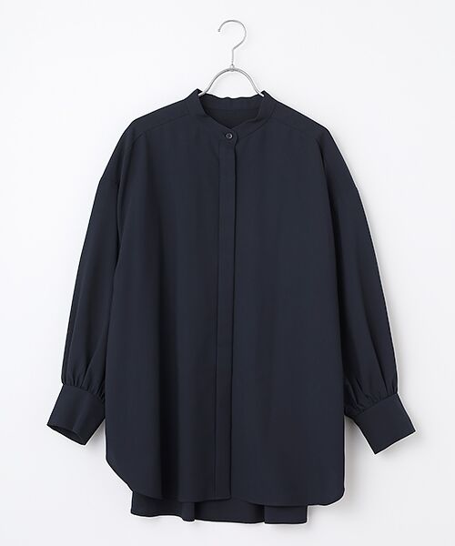MOGA / モガ シャツ・ブラウス | トロストレッチバンドカラーブラウス（ネイビー）