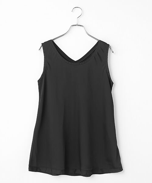 MOGA / モガ タンクトップ | シルクライクポリサテンタンクトップ（ブラック）