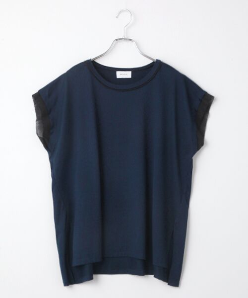 MOGA / モガ Tシャツ | 60/2天竺メッシュレイヤードクルーネックTシャツ（ネイビー）