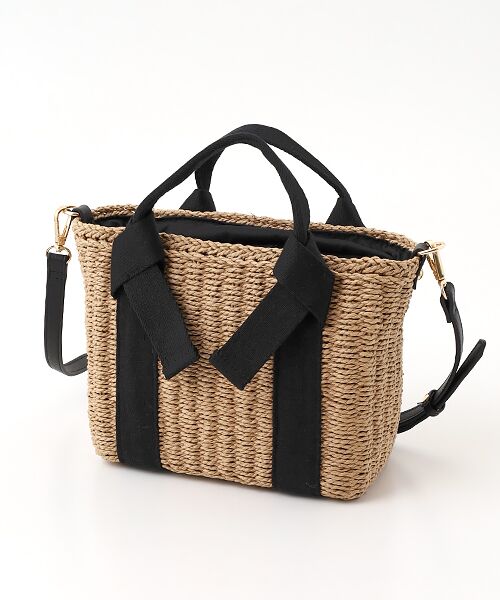 MONICA / モニカ かごバック | 【MONICA】リボンハンドル2WAYかごバッグ（ブラック）