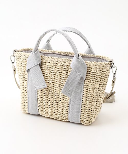 MONICA / モニカ かごバック | 【MONICA】リボンハンドル2WAYかごバッグ（ライトグレー）
