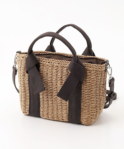 MONICA / モニカ かごバック | 【MONICA】リボンハンドル2WAYかごバッグ（ダークチョコ）
