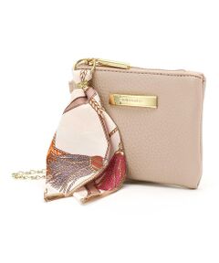 MONO COMME CA / モノコムサ ポーチ | ロゴプレート スカーフ付 ミニポーチ