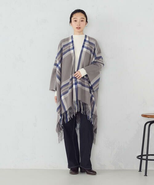 MONO COMME CA / モノコムサ マフラー・ショール・スヌード・ストール | チェック柄 ポンチョストール | 詳細1