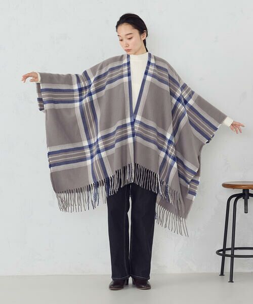 MONO COMME CA / モノコムサ マフラー・ショール・スヌード・ストール | チェック柄 ポンチョストール | 詳細2