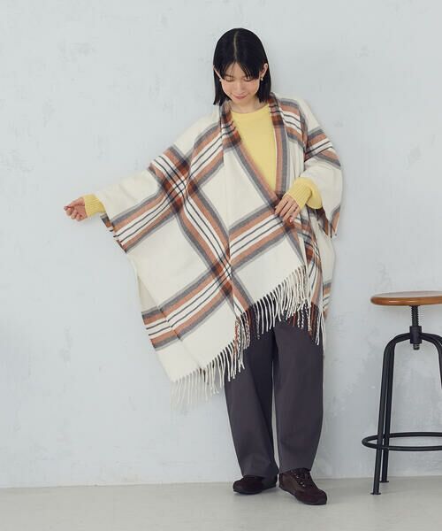 MONO COMME CA / モノコムサ マフラー・ショール・スヌード・ストール | チェック柄 ポンチョストール | 詳細6