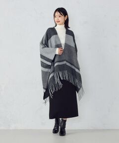 MONO COMME CA / モノコムサ マフラー・ショール・スヌード・ストール | ボーダー柄 ポンチョストール