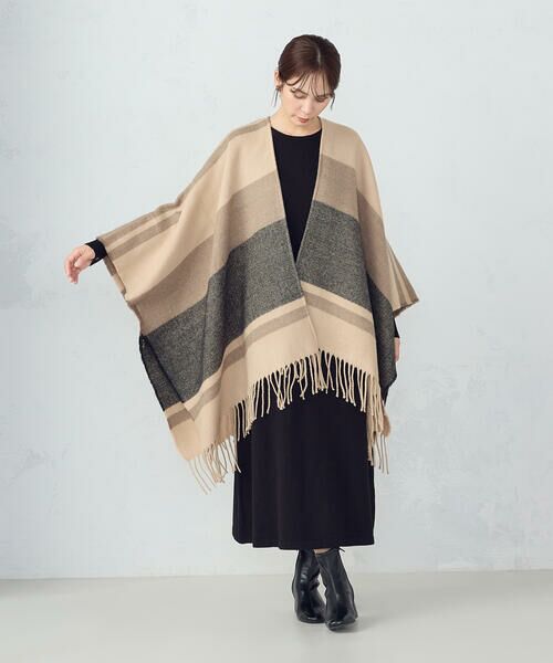 MONO COMME CA / モノコムサ マフラー・ショール・スヌード・ストール | ボーダー柄 ポンチョストール | 詳細5