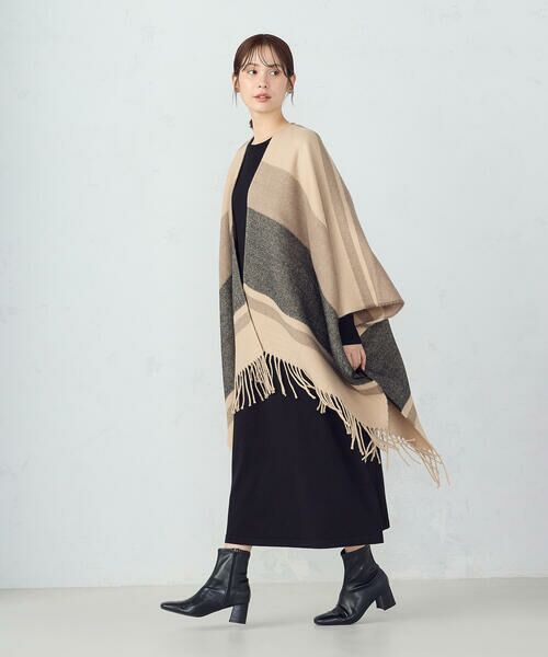 MONO COMME CA / モノコムサ マフラー・ショール・スヌード・ストール | ボーダー柄 ポンチョストール | 詳細6