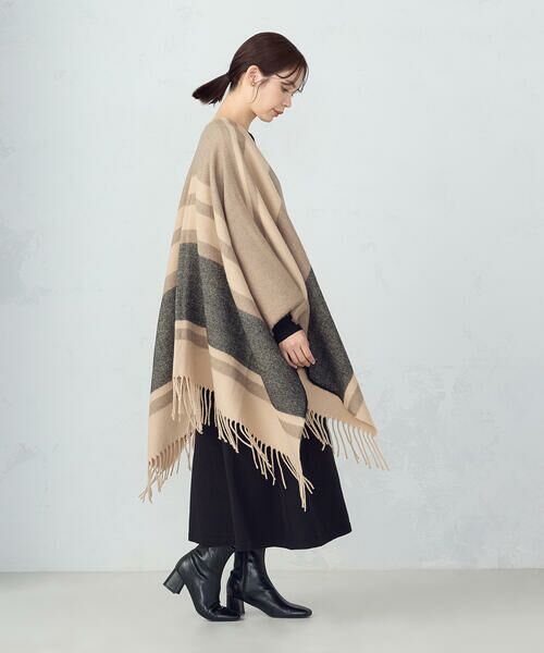 MONO COMME CA / モノコムサ マフラー・ショール・スヌード・ストール | ボーダー柄 ポンチョストール | 詳細7
