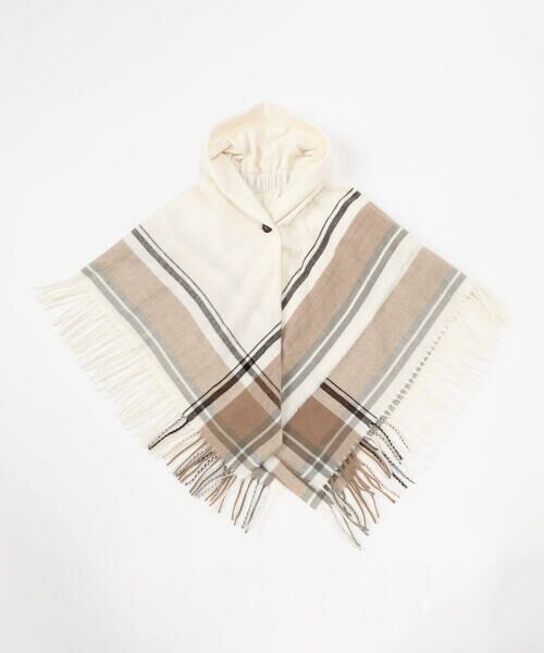 MONO COMME CA/モノコムサ フード風 ポンチョストール オフ系 F MONO COMME CA/モノコムサ フード風 ポンチョストール オフ系 F