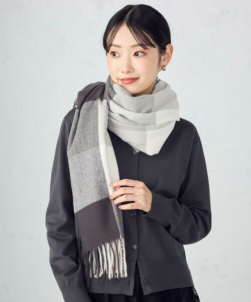 MONO COMME CA / モノコムサ マフラー・ショール・スヌード・ストール | ブロックチェックストール | 詳細1