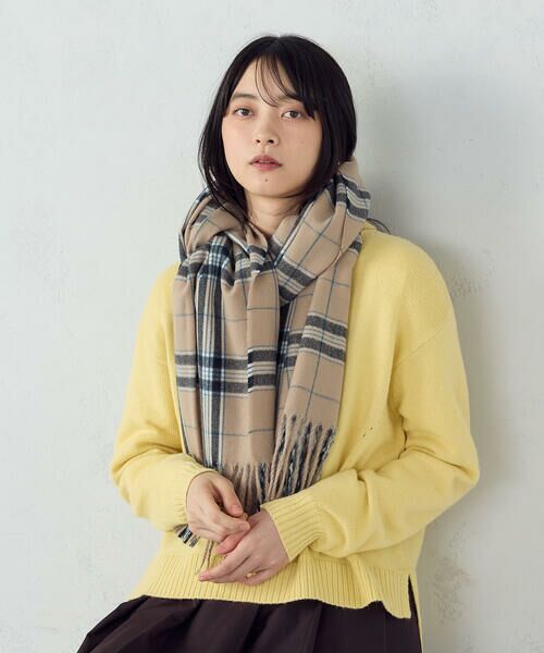 MONO COMME CA/モノコムサ カラーチェックストール ベージュ F MONO COMME CA/モノコムサ カラーチェックストール ベージュ F